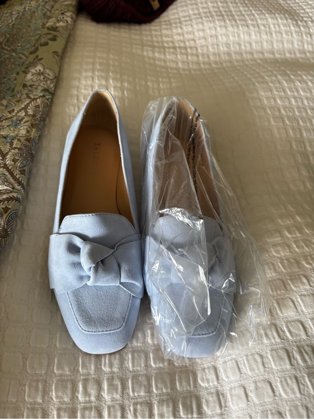 Talbots Light Blue Suede Knot Loafers